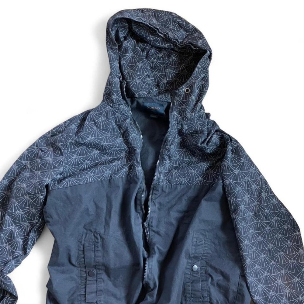 Navy blue lightweight windbreaker jacket with hood by NOMAD